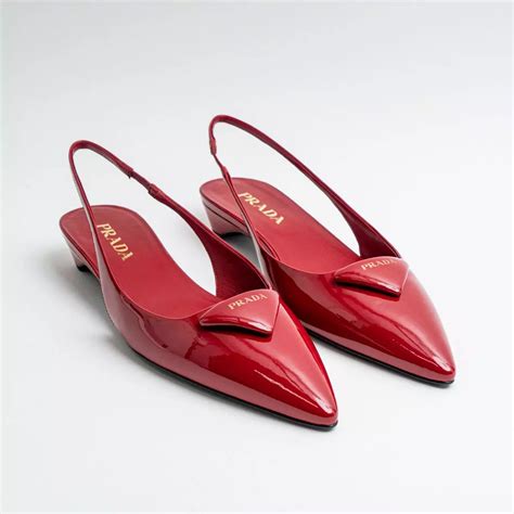 prada triangle logo kitten-heel slingback pumps|Prada triangle slingback pumps.